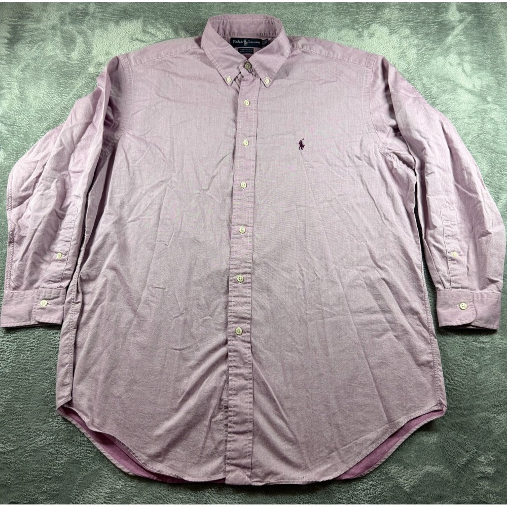 Ralph Lauren Yarmouth Shirt Mens 16.5 32/33 Pink Cotton Button Down Pony